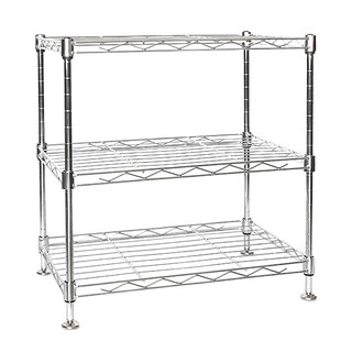波浪電鍍三層架 鐵+塑膠材質, 鐵 銀色, 1個