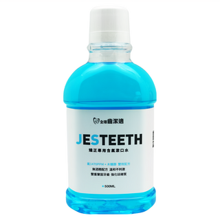 JESTEETH 全璟 齒潔適 矯正專用含氟漱口水, 含氟1470PPM+木糖醇 雙效配方, 無酒精配方 溫和不刺激, 雙重鞏固牙齒 強化琺瑯質, 500ML, 1瓶