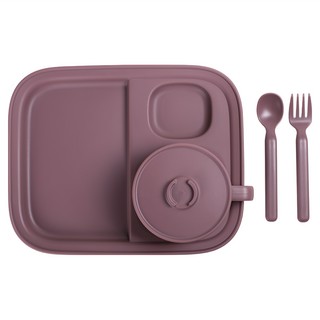 Nineware Ordinary Table 碗盤套組, 復古紫羅蘭色, 麥片碗 + 蓋子 + 餐盤 + 湯匙 + 叉子, 1組