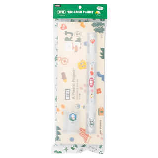 A Plastic Project BT21 吸吸管 粗吸管直徑12mm 4g + 細吸管直徑9mm 3g + 捲捲罐 4 x7cm + 掛鉤 + 收納管 26cm 24cm RJ, 1組