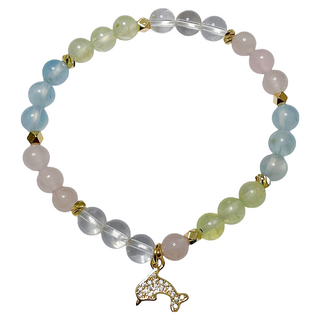 海藍寶 萄葡石白水晶粉水晶手鍊, 8mm, 混色