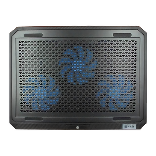 e-kit 逸奇 藍光三風扇 靜涼透風鐵製網孔 觸控幻彩RGB筆電散熱墊 17吋適用 雙USB設計, 黑色, 1個