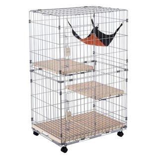 doter 寵愛物語 雙開雙層2.5尺貓籠 Set (附吊床), 按壓式安全鎖, 底座附滾輪, 移動輕鬆便捷, Silver, 72 x 51 x 115cm, 1個
