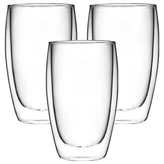 AHOYE 雙層隔熱玻璃杯 咖啡杯 茶杯 350mL 3入組, 透明色, 1組