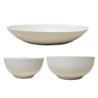 JUST HOME 純白新骨瓷12件組 (7碗, 1湯盤), 飯碗11.5 x 5.7cm 6個 + 麵碗15.2 x 6.8cm 2個 + 湯盤20.4 x 3.5cm 4個, 純白新骨瓷, 1組