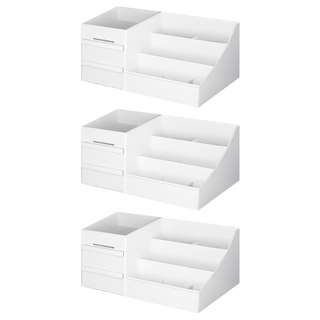 Greatlife 多用途化妝品收納盒 Set, 輕鬆收納, 分隔設計, PP材質, 簡約風格, 白色, 3組