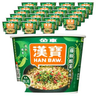金車漢寶 HAN BAW 藤椒酸菜牛肉風味杯麵 24入 箱購 四川風味