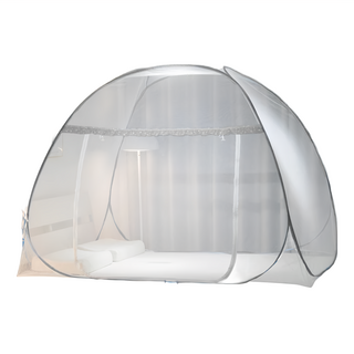拍平方 摺疊蚊帳蒙古包 加大180x200cm 雙門 無底 加密網紗, 雙人, 灰色