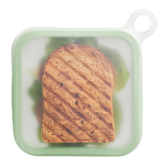 好物良品 矽膠三明治吐司便當盒 15.5cm 綠色 無異味易清洗 方便外出攜帶, 1個