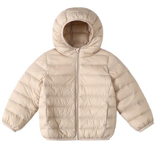 純色中性輕量保暖兒童連帽羽絨外套