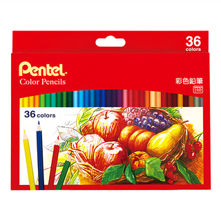 Pentel 飛龍文具 彩色鉛筆套裝 水溶性 色彩鮮明 易於混合, 36色, 1盒