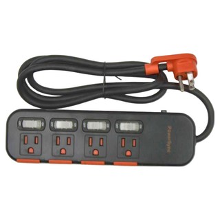 PowerSync 包爾星克 4開4插滑蓋防塵防雷擊延長線 TS4DC412, 1.2m, 黑色, 1組