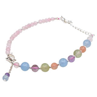 Selene 粉晶月光石人緣狐狸925銀手鍊, 17粉晶