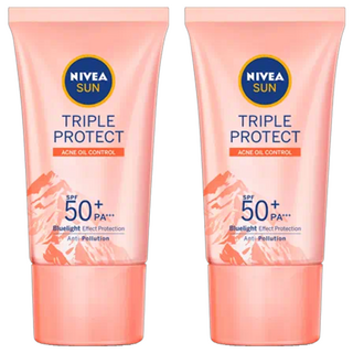 NIVEA 妮維雅 SUN 3重防護輕透防曬凝乳 SPF50+ PA+++，控油不致痘，混合/油性肌適用, 40ml, 2件