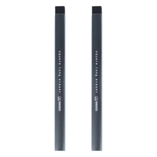 sun-star square long eraser大小角度方形長條橡皮擦 PVC塑膠 筆型設計 日本製, 炭墨黑, 2個