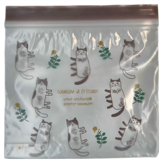 kUSUgURU JAPAN 日本眼鏡貓 Nagonago-san系列 食物密封保鮮夾鏈袋 日本食品衛生檢測合格, S(22 × 22 × 4cm), 10個, 1組