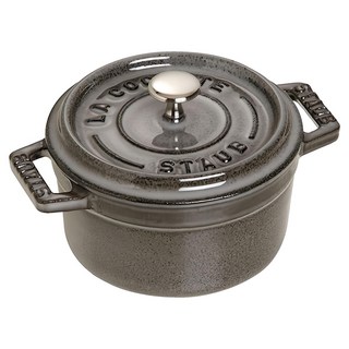 staub 圓型琺瑯鑄鐵鍋 10cm 灰色 雙耳設計 導熱均勻, 1個