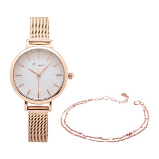 RADIANT STAR 璀璨之星 女人愛美愛自己夢繫童話1 + 1金屬米蘭手錶純銀手鍊2件組