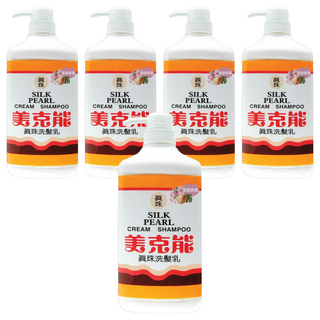 MEKELONG 金美克能 真珠洗髮乳 清甜桃香 含絲蛋白和卵磷脂, 1000cc, 5瓶