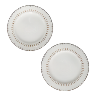 JUST HOME 羽藏骨瓷2件餐具組, 白色, 平盤 + 大平盤, 1組