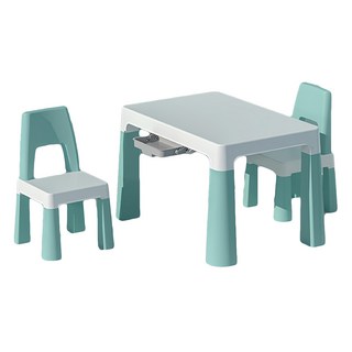 可增高兒童學習桌椅組 一桌兩椅 綠色