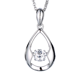 Crossfor 日本主鑽 Dancing Stone系列 925純銀懸浮閃動項鍊