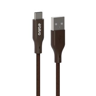 bitro USB-A-USB-C 柔韌編織傳輸快充線, 1.2m, 摩卡棕, 1條