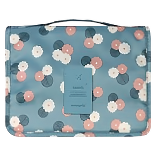 COMET 大容量旅行手提盥洗包 多層收納包, 41.5 x 18.5 x 9.5cm, 藍色花朵