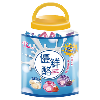 Pinky 優鮮酪 益生菌軟糖 每顆含1000萬個乳酸菌 調整腸道菌群 草莓、葡萄、原味三種口味, 350g, 1桶