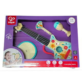Hape 4合1打擊樂器 3-6歲兒童玩具, E0638A, 1組