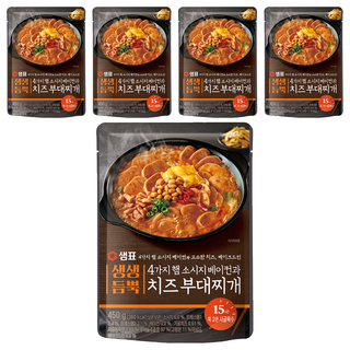 Sempio 膳府 鮮活滿滿 4種火腿香腸培根與起司部隊鍋調理包, 450g, 5包