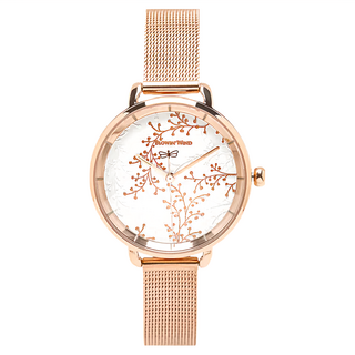 RADIANT STAR 璀璨之星 風起時 花系列 小野果 山野浮雕曲面米蘭金屬鍊帶手錶 WBW0188-011