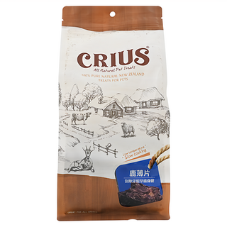 CRIUS 克瑞斯 鹿薄片, 100%純肉, 低溫乾燥, 營養完整保存, 維持牙齒和牙齦健康, 無穀物和無麩質, 紐西蘭製造, 450g, 1包