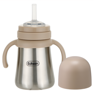 Edison 不鏽鋼保溫吸管學習杯, 316不鏽鋼, 淺褐色, 200ml, 1個