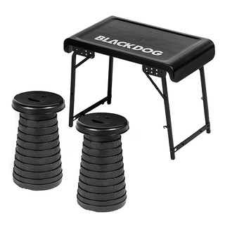 BLACK DOG 黑狗 折疊桌套裝組 椅子2個 + 桌子, 黑色