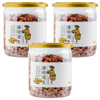 松記 鹽焙花生 海鹽添加 非油炸 全素食可用, 230g, 3罐
