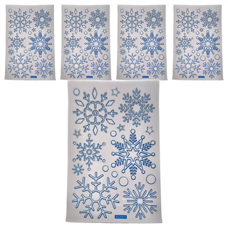聖誕靜電貼 5入 PVC 顏色變化 BQ083, 銀色雪花, 30 x 19.5cm