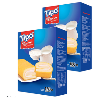 Tipo 瑞士捲 牛奶口味 選用優質小麥及精選雞蛋 牛奶香味四溢 鬆軟不黏牙 老少皆宜, 180g, 2盒