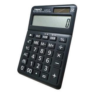 JINHO 京禾 12位元計算機 稅率型, JH-2787-12T 太陽能/L1154鈕扣電池, 黑色, 1個