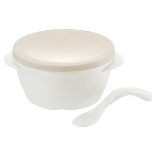 Richell 利其爾 TLI 雙層可拆式不鏽鋼碗 Set 食品級不鏽鋼 可微波爐加熱 輕巧好攜帶, 米色, 附蓋含湯匙, 1組