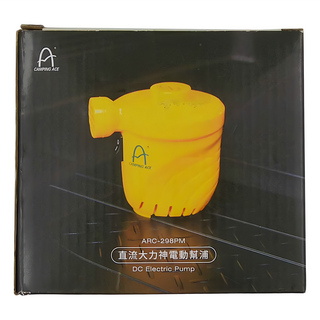 CAMPING ACE 野樂 直流大力神電動幫浦 附大中小三種吹嘴 具充氣抽氣兩種功能 可連接車用插座 適用露營戶外活動旅行, 10.5 x 9 x 10.5cm, 黃色, 1個