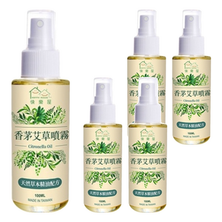 HAPPY HOUSE 快樂屋 香茅艾草噴霧 天然草本精油配方 100ML 台灣製造, 5瓶