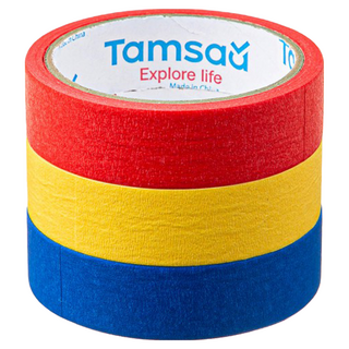 Tamsaa 素色紙膠帶3件組 紅色+黃色+藍色 13m x 25mm, 1組
