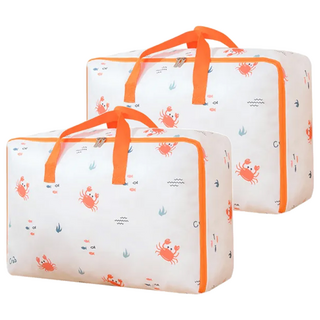 E.dot 600D牛津布萌趣防塵棉被衣物收納袋 卡通款, 橘紅螃蟹, 2個, 大(58 x 38 x 20cm)