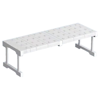 德利生活 可伸縮櫥櫃分層整理收納置物架 47-68cm 22cm, 白色, 2個