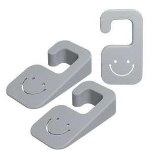 Aguard 可掛式微笑門擋 柔軟材質防止門受損 預防風吹關門事故 Set 3入, 灰色, 3個