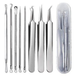 雙頭粉刺夾8件組 八種款式 不鏽鋼材質 附精細收納盒, G118, 2盒