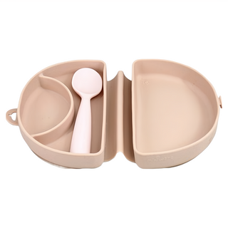 miniware 微兒 輕鬆外出組, 棉柔棉花糖約旦玫瑰, 1組, 矽膠合掌包 + 湯匙