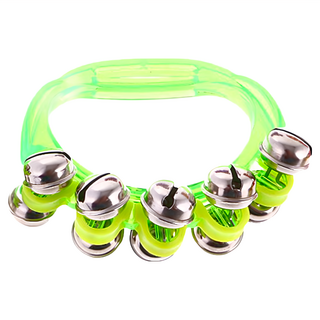 奧福樂器 打擊樂器 塑膠透明手搖鈴 10鈴 2個, 綠色, 1組