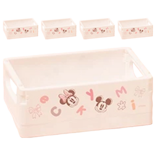 MICKEY MOUSE 米奇 ChuChu系列摺疊收納盒 維尼/米奇/米妮, 小(5.5 x 15cm), 米奇米妮, 5個